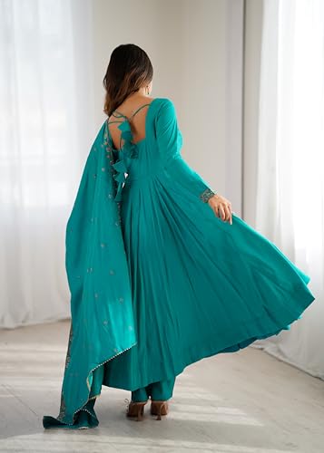 Image of ZUVAANYA Ready To Wear Indian /Pakistani Party Wear Women's Embroidery Faux Georgette Anarkali Floral Gown For Women