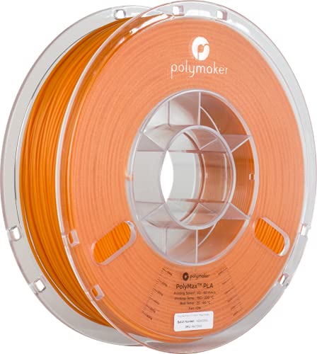 Polymaker Tough PLA Filament 1.75mm Orange PLA 750g Spool - PolyMax PLA 1.75 PLA Filament 3D Printer Filament 1.75, Tougher Than PLA+ 3D Filament, High Impact Strength for Functional Application