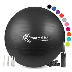 SmarterLife Exercise Ball Yoga Ball for Fitness, Balance, Stability, or Pregnancy, Gym Ball for Core Workout, Physical Therapy, Yoga Ball Chair for Office, Anti-Slip Anti-Burst