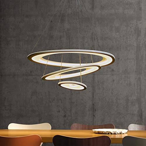 Saint Mossi Modern LED Chandelier Lámpara colgante LED para sala de estar, dormitorio, comedor, potencia 69W, 3000lm, 3000K, CRI 85, longitud 70cm, pintado de blanco