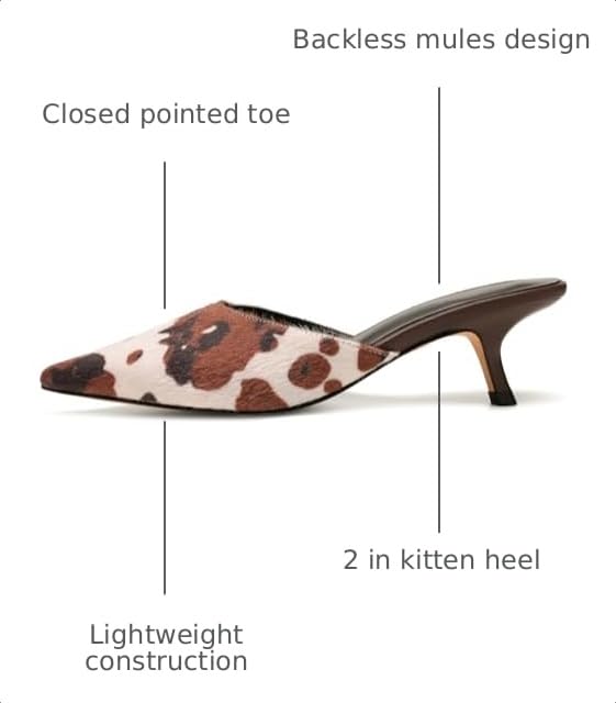 Image of Riekhany Women Kitten Heels Mules Closed Pointed Toe Slip on Stiletto Pumps