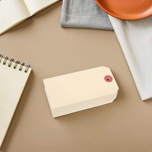 HOMSFOU Versandkabel-Tags Manila Draht-Tags Mit Ösen 4.72X2.36 Zoll Leere Verpackungsetiketten Braun Metallverstärkt 100 Stück Für Industrie Und Versand