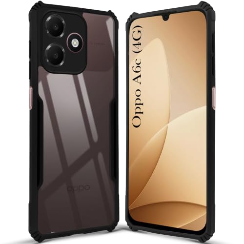 Image of Jkobi Hybrid Back Cover Case for Oppo A6c 4G (Shockproof with Polycarbonate Clear Panel | Professional Black)