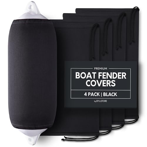 Byllstore Boat Fender Covers | Several Size Options Available | Black & Navy Blue | 1 2 & 4-Pack | Polyester (4-Pack Black 10 x 26)