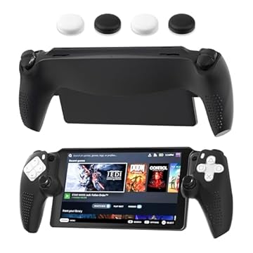 HYPERCASE Capa preta do PlayStation Portal, capa protetora de silicone para console de reprodutor remoto PlayStation Portal com 4 tampas Thump Caps, design antiimpressões digitais resistente a