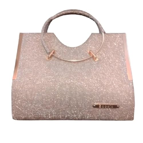 Image of Classy Stylish Bridal Clutch Sling Handbags With Detachable Golden Chain For Women And Girls Rose Gold