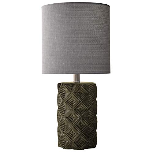 Amazon Brand – Rivet Modern Ceramic Table Lamp with Geometric-Patterned Base, 22.75"H, Green