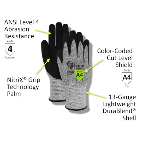 Image of MAGID Griffin Gear ANSI A4 Sandy Nitrile Coated Work Gloves