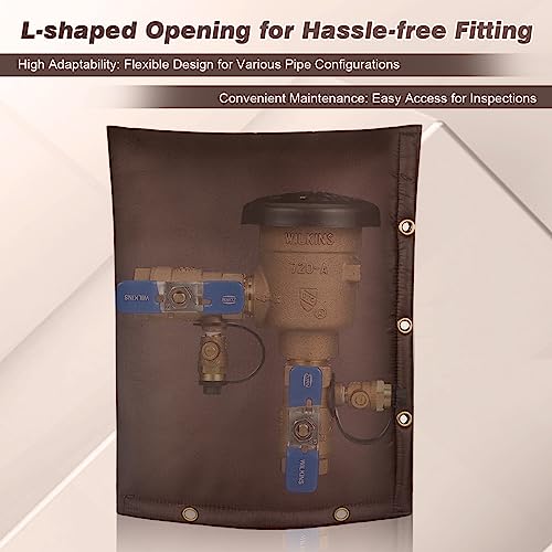 Outdoor Backflow Preventer Insulation Cover: Winter Freeze & Weather Protection For Pipes, Irrigation And Sprinkler Valves- 16''W X 20''H- Brown #TOP1