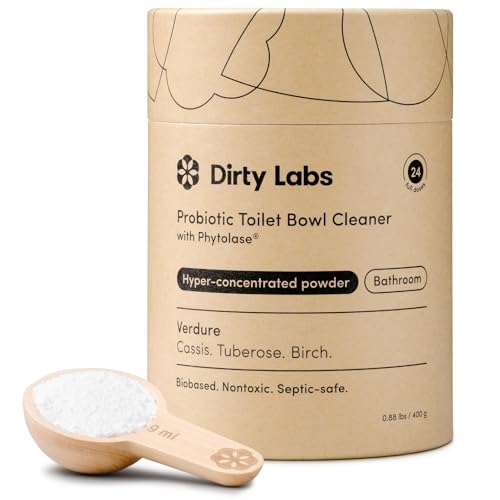 Dirty Labs | Probiotic Toilet Bowl Cleaner Powder | with Phytolase Bio Enzymes | 24 Doses | Septic-Safe, Biodegradable, Bleach-Free | Verdure Scent (Cassis. Tuberose. Birch.)