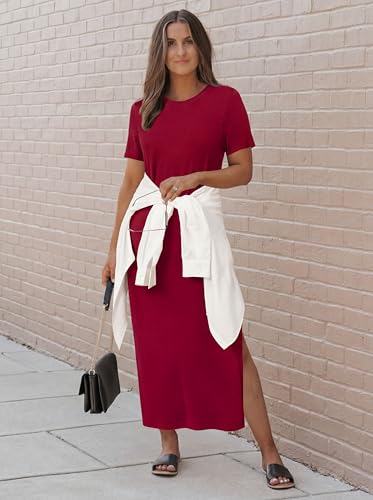 Image of Arach&Cloz Women's Wool Blend Lightweight Spring Casual T Shirts Maxi Dress 2026