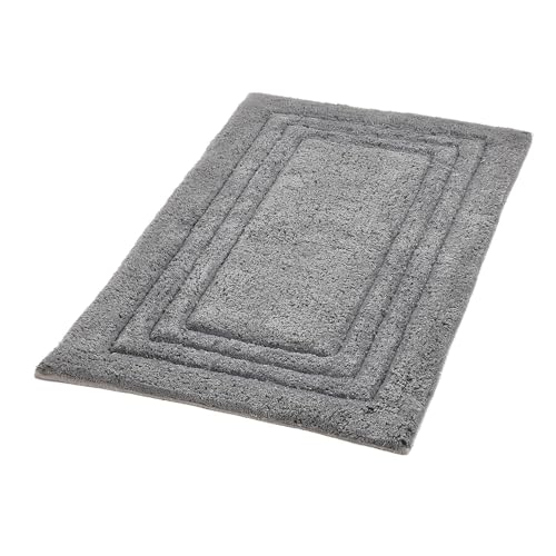 Image of Cotton Linea Design Bath Mat | Anti Slip Anti Skid Backing Absorbent Soft Tufted Floor Rug for Bathroom Kitchen Bedroom Pooja Room Home Decor (50X80 CM, Light Grey)