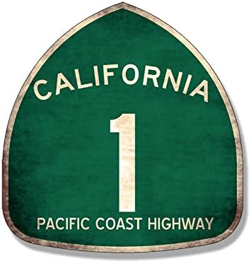 Vintage Pacific Coast Highway 1 Sign Shaped Sticker PCH California Route 3 inch