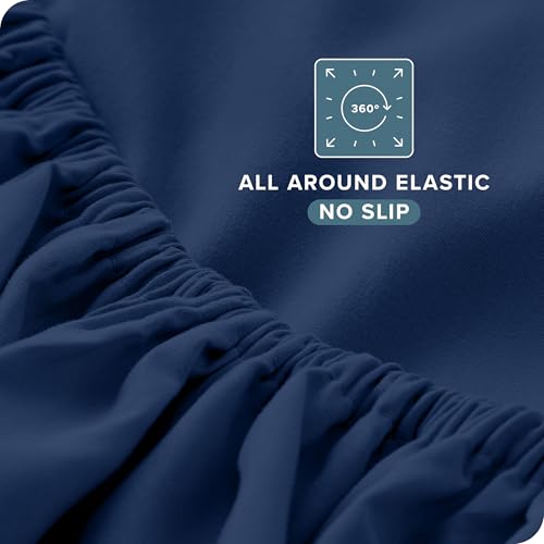 Bare Home Twin Sheet Set - 1800 Ultra-Soft Microfiber Twin Bed Sheets - Double Brushed - Deep Pockets - Easy Fit - Extra Soft - 3 Piece Set - Bedding Sheets & Pillowcases (Twin, Dark Blue)