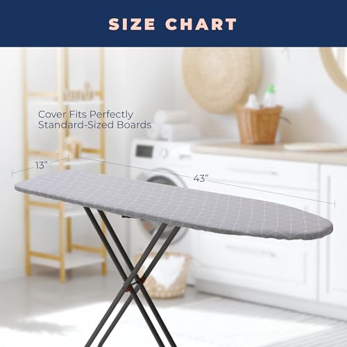 Image of 13 inch x 43 inch Ironing Board Cover and Pad Extra Thick Heavy Duty Padded with Extra White Superior Felt Scorch and Stain Resistant with Elasticized Edges, Compatible with 12 inch-14 inch Wide 42 inch-44 inch Length