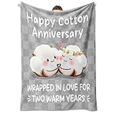 2 Year Anniversary Blanket Gifts for Him Her - Couple Blanket, 2nd Cotton Anniversary Wedding Gifts for Men Women Husband Wife Couple, Happy Cotton Second Year Marriage I Love You Gift for Him Her