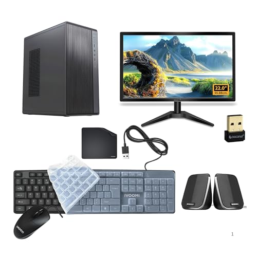 Image of Desktop Computer Set with i5 3470, 8GB RAM, 256GB SSD, 22-inch Monitor, Keyboard, Mouse, WiFi, Speakers, Windows 11, Black Full Set | 2 Year Warranty