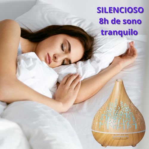 Difusor Umidificador Ultrassônico 400ml Com LED 7 Cores E Controle Remoto Para Aromaterapia Relaxant