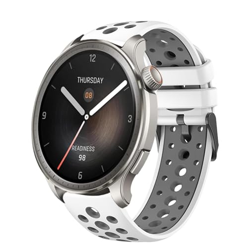[Asvufeyy] 22mm �o���h Amazfit Bip 6/Bip 5/5Unity �Ή� �����x���g, Amazfit GTR 4/GTR 47mm/GTR 3 Pro �p �\�t�g���y�� �ʋC�� 2�F�V���R�������p�X�g���b�v - �z���C�g