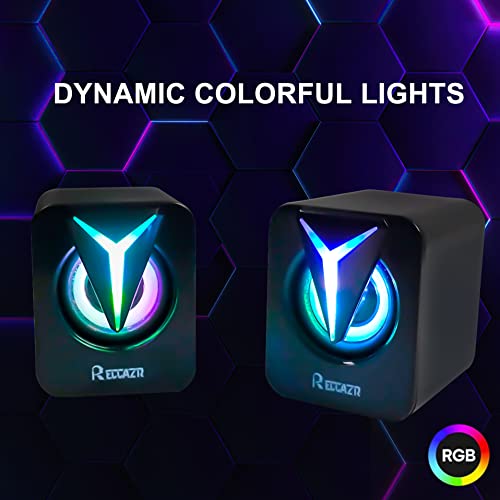Reccazr Computer Speakers, 2.0Ch Pc Speakers With Rgb Lights, In-Line Volume Control, 6W Usb Powered Stereo Desktop Speakers With 3.5Mm Aux For Pc/Laptop/Projector/Tablet/Cellphone #TOP1