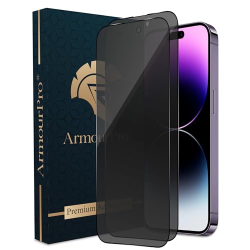 Image of ArmourPro Matte Privacy Tempered Glass for iPhone 14 Pro (6.1 Inch) with Edge-to-Edge Protector, Full Screen Coverage and Easy Installation kit (Pack of 2)