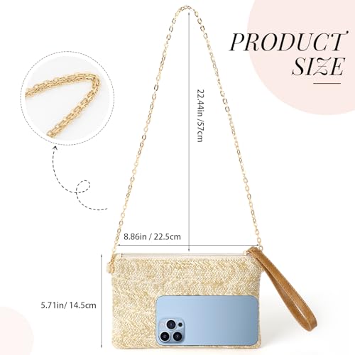 Clothirily Straw Purse Bag for Women-Bohemian Crossbody shoulder Handbag with Zipper Wristlet, Beach Clutch Womens Straw Clutch Purse for Summer by Clothirily - Image 3