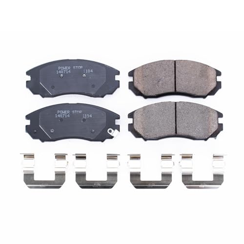 Image of PowerStop Front Brake Pads for Hyundai Tiburon 2004-08 - Z17 Ceramic Brake Pads with Installation Hardware, 17-1104