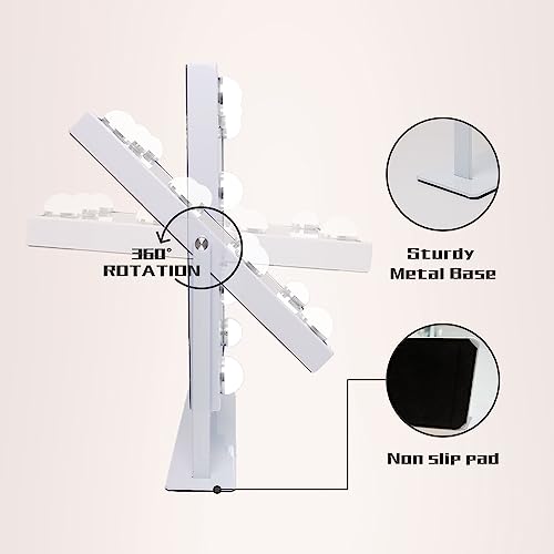 COOLJEEN Lighted Makeup Mirror with 9 LED Bulbs and 10X Magnification, Hollywood Style with 3 Color Options, 360° Rotation