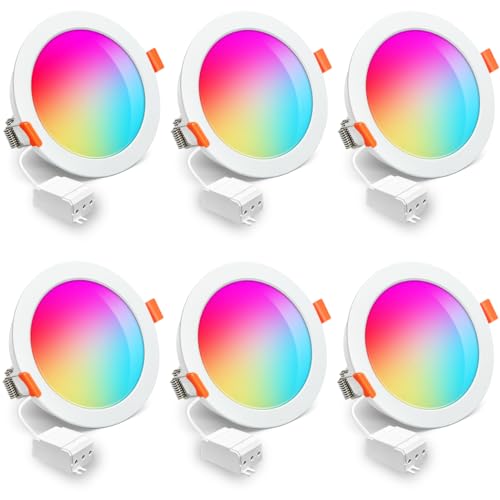 Hornos Y Parrillas, Kitchen ILC - Downlights LED retrocesos de 4 pulgadas funcionan con Alexa (se requiere dispositivo eco), 12 W Bluetooth MALH APP controlada, cambio de color RGB, blanco...