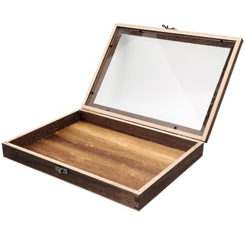 Caja para Anillos, Caja para muestras Vintage, Marco de Fotos Vintage, Caja de Madera para Joyas, Caja de Madera, Vitrina de Madera y Vidrio, Cajas para Anillos para joyería