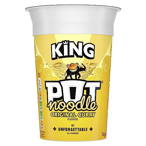 Pot Noodle Original Curry King Pot Noodle instant vegetarian snack quick to make noodles Instant Noodle 114 g