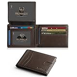 RUNBOX Men's Leather Bifold Stylish Wallet for Men 15 Slots RFID Blocking with 2 ID Window Gift Box