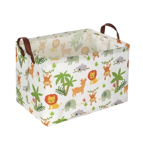 Image of Rectangle Storage Basket Cute Canvas Organizer Bin for Pet /Children Toys, Books, Clothes Perfect for Rooms /Playroom (Animal)