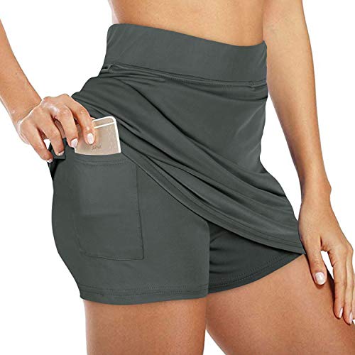 NIMIN Golf Skirts for Women Lightweight High Waist Active Performance Running Tennis Skirts Active Skorts Dark Grey Small