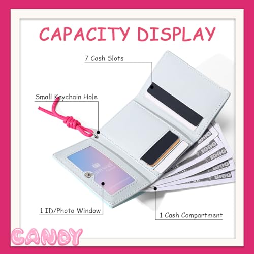 Sunwel Fashion Cute Y2K Wallets with Contrast Colors Credit Card Holder & ID Window (BLUE)2
