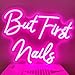 But First Nails Neon Sign for Wall Decor, LED Beauty Room Salon Pink Nail Tech Decor Neon Signs Aesthetic Light Door Decorations, Girls Neon Signs Accessories Gift,5V USB Powered,Dimmable Switch