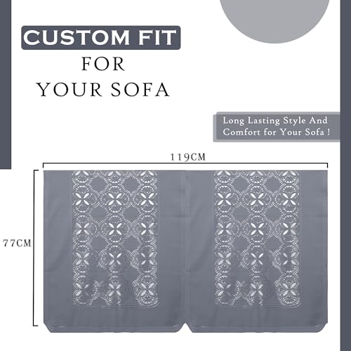 Image of Kuber Industries Sofa Cover | 2 Seater Sofa Cover | Net Sofa Slipcover Set | Couch Sofa Cover for Hall | Sofa Cover Set | Sofa Cover for Living Room | Self Flower New Jersey | Grey