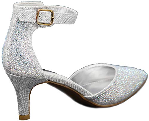 Enzo Romeo Jputa Women's Pointy Toe High Mid Heel Sexy Ankle Strap Sandals Ballerina Dress Pump Ballet Wedding Patent… - Image 3