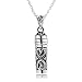 925 Sterling Silver Prayer Box Tubular Shape with Heart Design Pendant Necklace, 18"