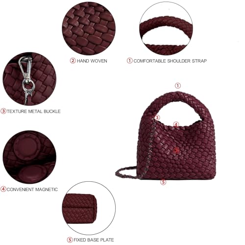 Image of JINMANXUE Fashion Mini Handbag For Women, Woven Tote Bucket Composite Bag Knitting Chain Bags, Crossbody Shoulder Purses
