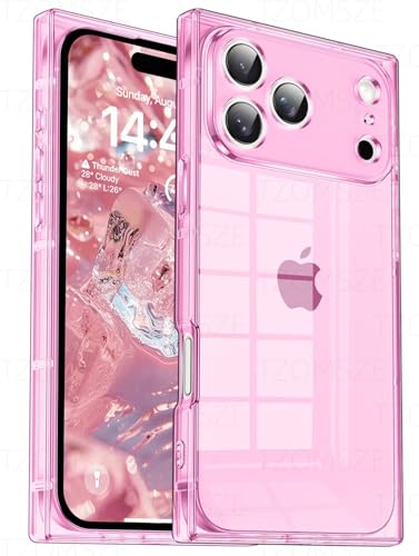 Tzomsze Case Compatible with iPhone 17 Pro Max Clear Case,Camera Protection,Reinforced Corners TPU Slim Shockproof Case Cover for Women Girls 6.9 inch-Transparent Pink