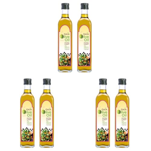 Image of Gaia Extra Light Olive Oil (1L Bottle Pack of 6) Incredibly Healthy with Zero Cholesterol and Low Saturated Fat