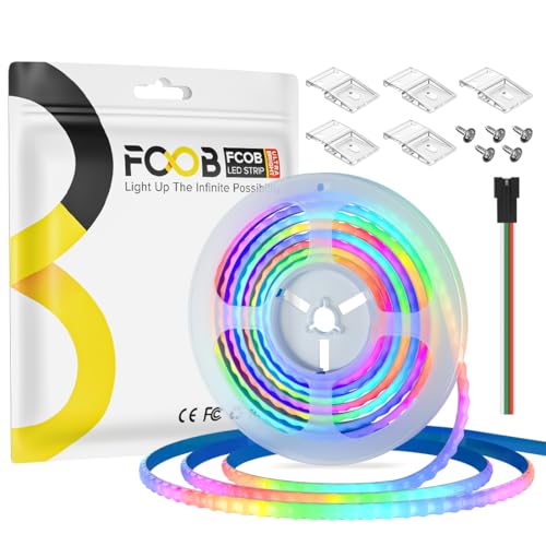 Image of WS2812B IC RGB COB LED Strip 13.12FT 5V Individual Addressable Smart RGB 5mm Thin Dream Color 160LEDs /m 640IC Strips for Bedroom Car Decor | No Controller /Adapter
