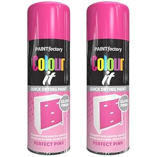Paint Factory All Purpose Pink Spray Paint Pack 2 (400ml Each) - Gloss Finish Interior and Exterior Pink Spray Paint for Metal, Plastic, and Wood