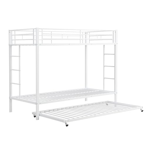 Litera 90x200 cm blanca de metal con cama nido inferior y somier incluido 8