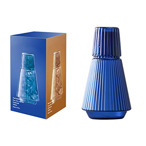 MISNODE Carafe à eau de chevet en verre de style nordique résistant à la chaleur avec ensemble de verres pratiques et durables pour chambre à coucher,...
