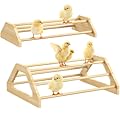 Pawaboo Chick Perch, 2 Pack Wooden Chicken Roosting Bars, Large & Small 2 Sizes Chick Perches Toy for Coop and Brooder, Chicken Roosts and Perches Stand for Chicks Ducklings Quails