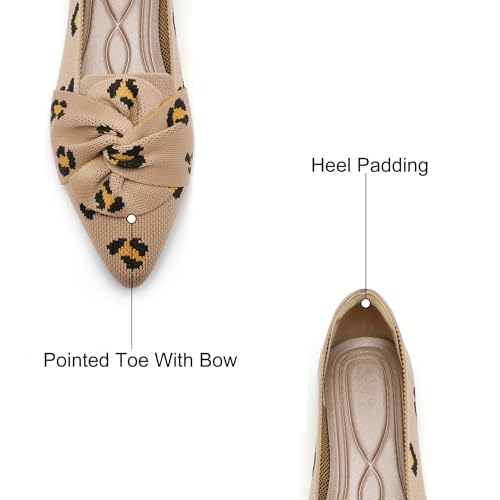 Image of HIULYCENCE Flats for Womens Pointed Toe Ballet Flats with Bow Comfortable Knit Dressy Flats