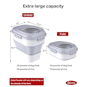 30lbs dog food storage container collapsible pet food container with sliding lid cat food storage container with scoop dry food for most pets grey   cucciolini doodles