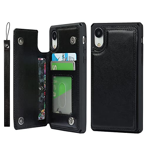 Étui portefeuille iPhone XR Cavor avec porte-cartes et lanière antichoc